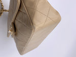 Sold-CHANEL Classic Lambskin Chain Single Mini Square Flap bag Beige/gold (3)