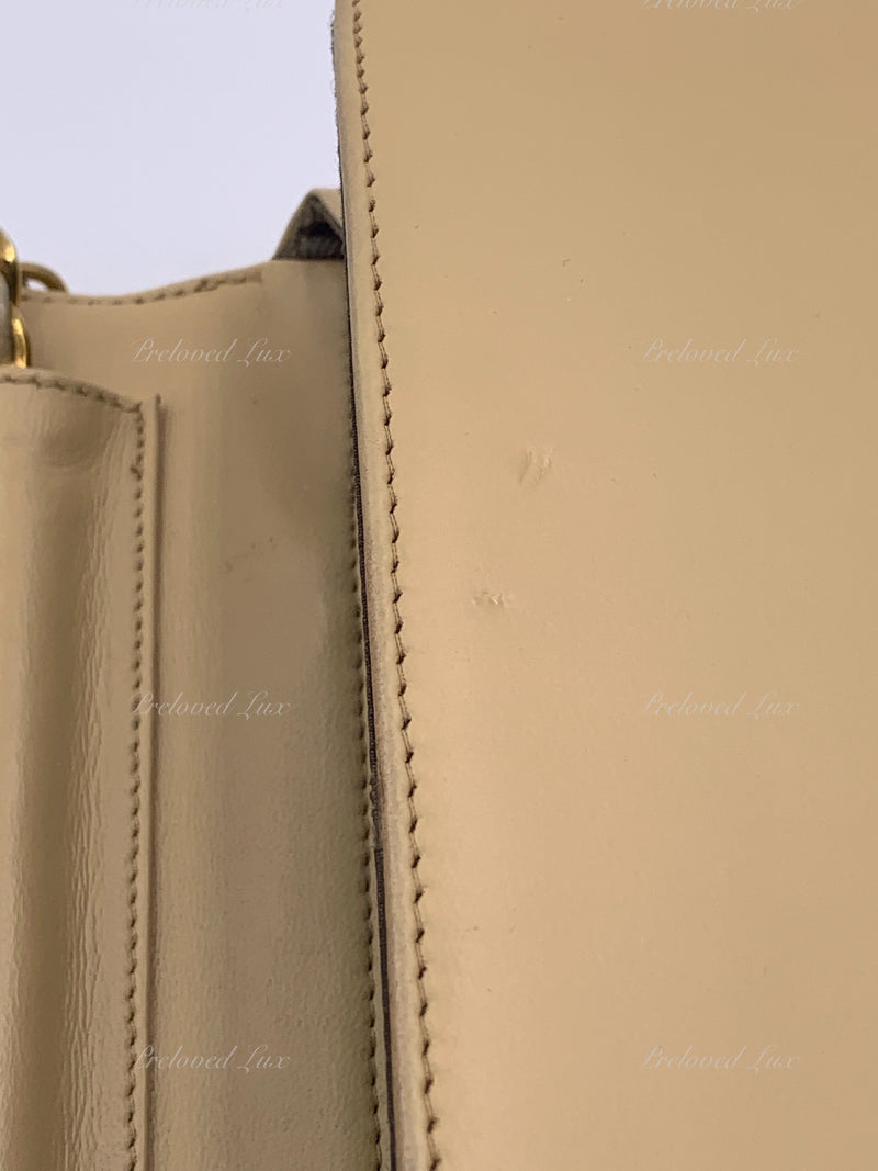 CHANEL Vintage Lambskin Half Moon Flap Bag Beige / gold hardware