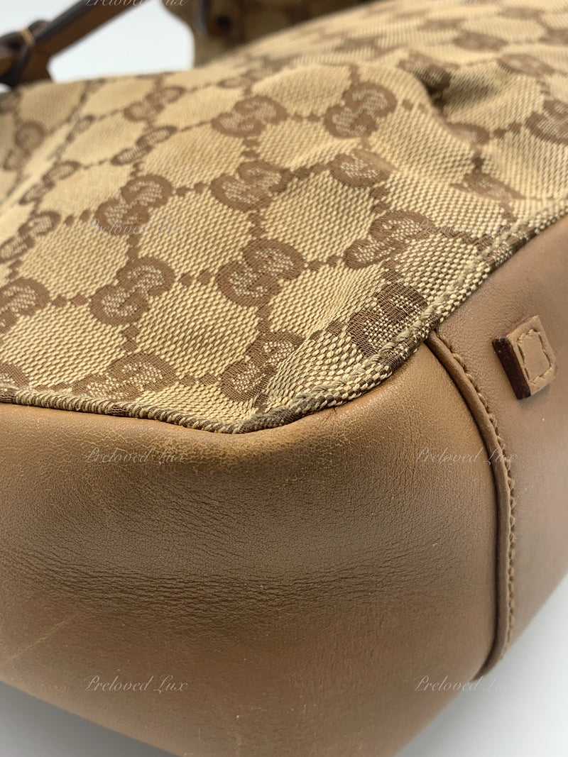 GUCCI GG Monogram Brown Shoulder Bag with Small Pouch