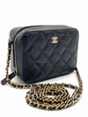 CHANEL Black Caviar Mini Camera Bag in Gold Hardware