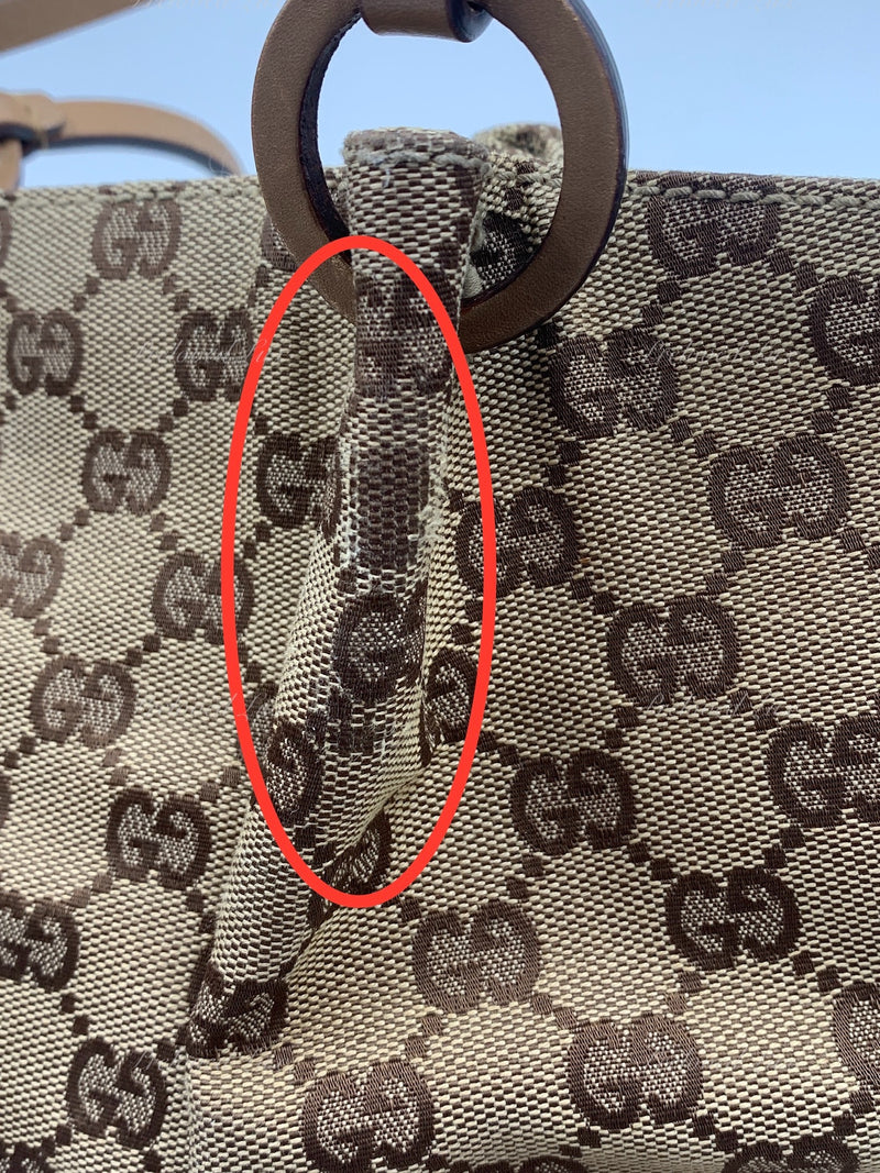 GUCCI GG Monogram Brown Shoulder Bag with Small Pouch