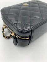 CHANEL Black Caviar Mini Camera Bag in Gold Hardware