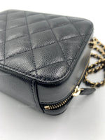 CHANEL Black Caviar Mini Camera Bag in Gold Hardware