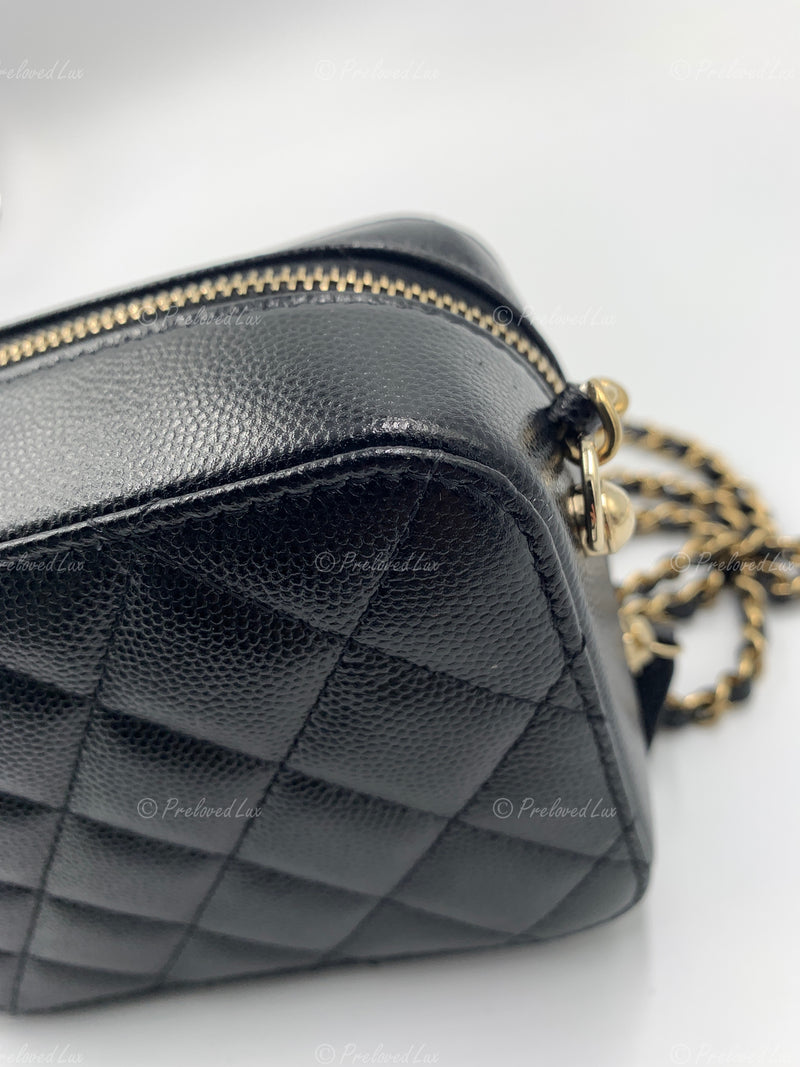 CHANEL, Bags, Chanel Black Caviar Mini Clutch Crossbody Flap Gold Hardware