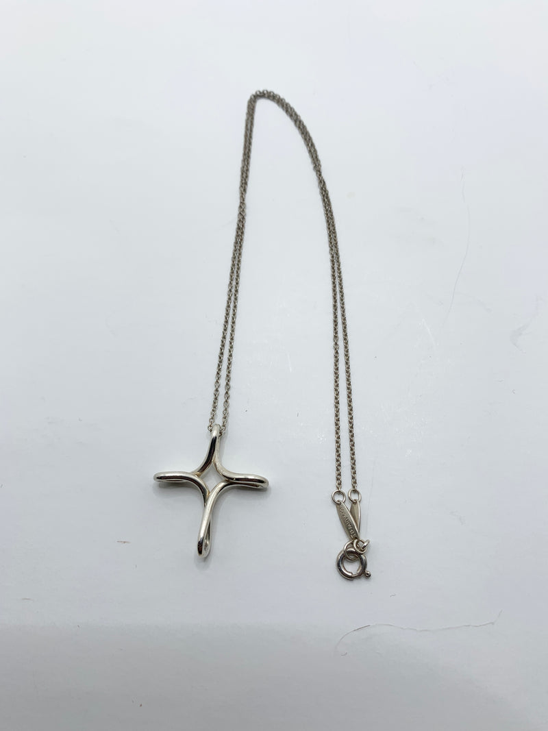 Sold-Tiffany & Co 925 Silver Elsa Peretti Infinity Cross Pendant Necklace