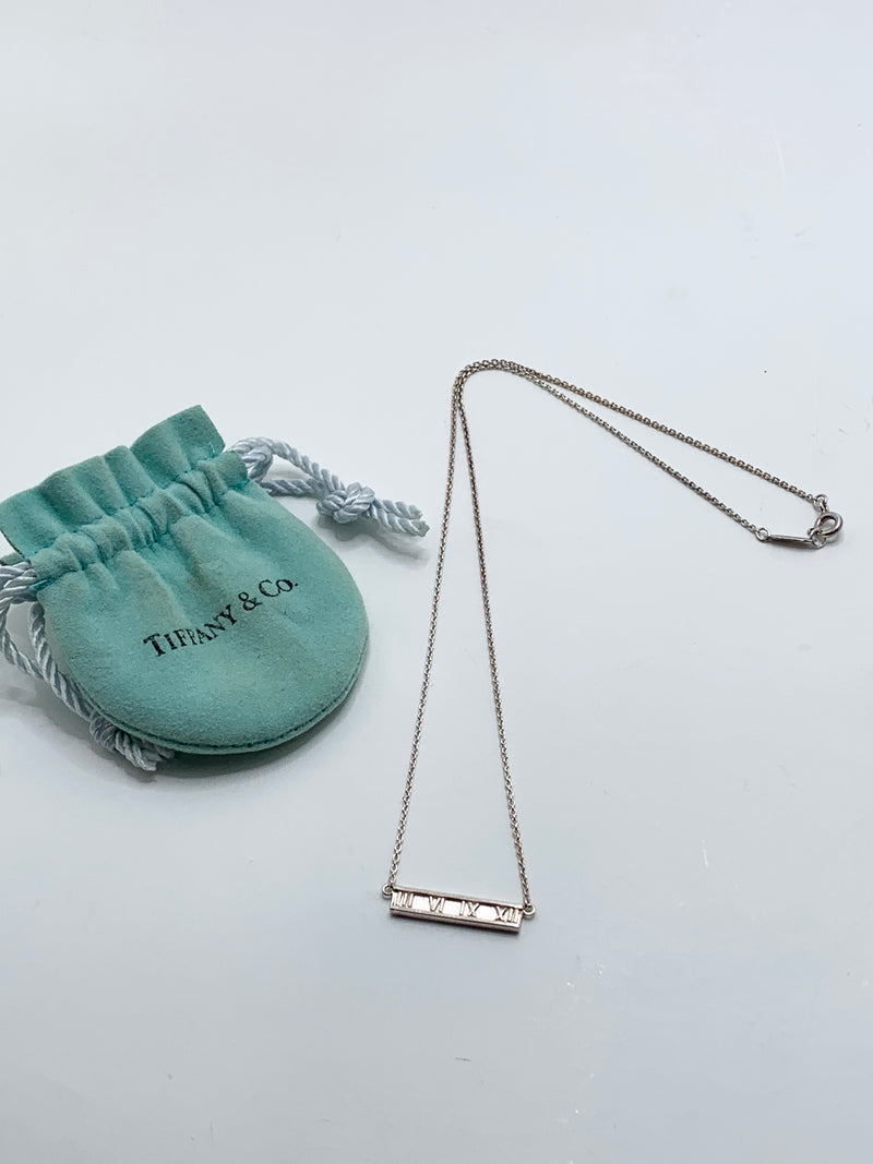 Tiffany & Co 925 Silver Atlas Collection Bar Necklace
