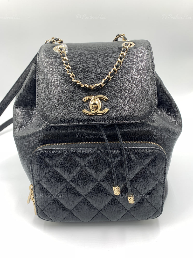 CHANEL Caviar Quilted Business Affinity Backpack Black 1243360