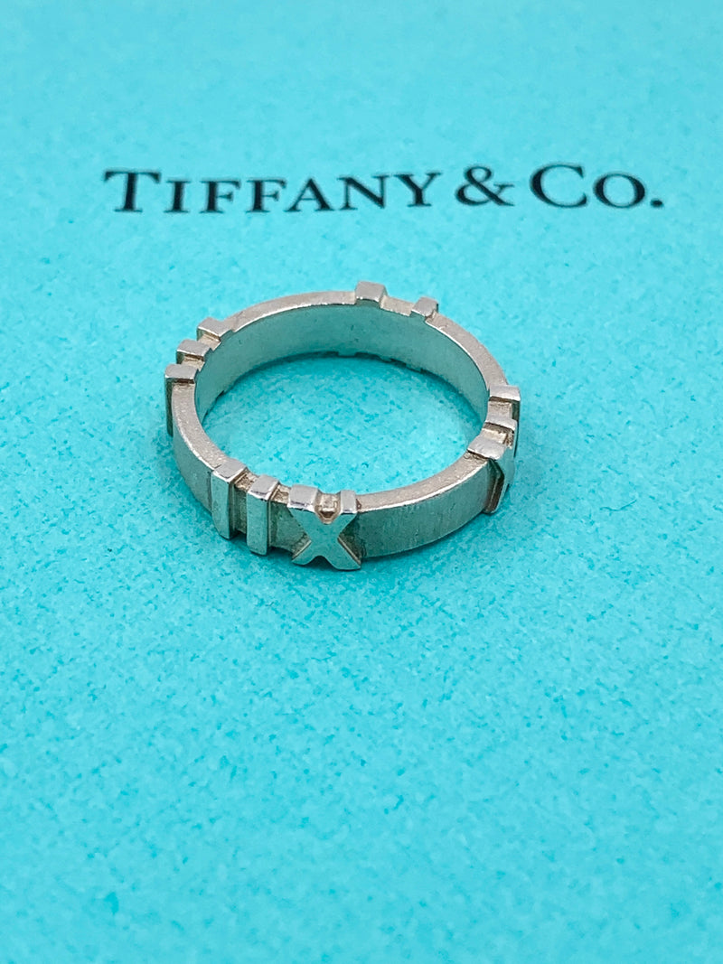 Sold-Tiffany & Co 925 Silver Atlas Ring Size 6