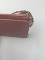 Sold-CHANEL CC Camelia Embossed Wallet-on-the-chain Crossbody Bag - Pink