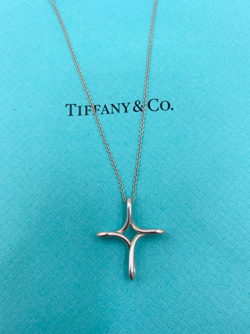 Sold-Tiffany & Co 925 Silver Elsa Peretti Infinity Cross Pendant Necklace