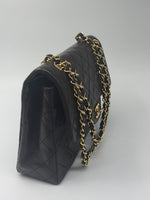 Sold-CHANEL Classic Lambskin Double Chain Double Flap Bag dark brown/gold