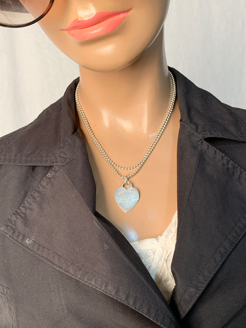 Sold-Tiffany & Co 925 Silver Return to Tiffany Heart Tag Long Necklace
