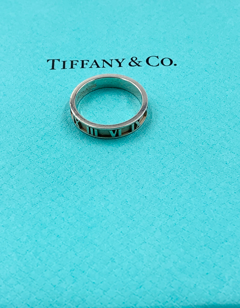 Tiffany & Co 925 Silver Atlas Narrow Ring Size 7.5