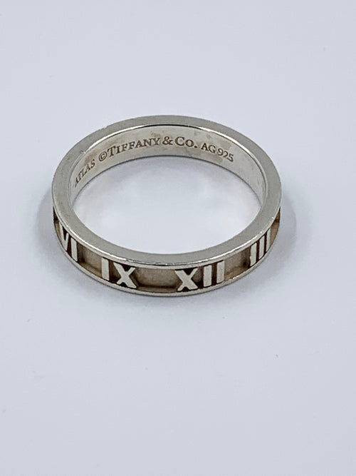 Sold-Tiffany & Co 925 Silver Atlas Narrow Ring Size 7.5
