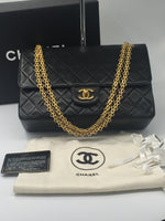 Sold - CHANEL Lambskin Double Chain Double Flap Bag black/GHW