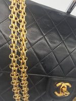 Sold - CHANEL Lambskin Double Chain Double Flap Bag black/GHW