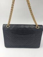 Sold - CHANEL Lambskin Double Chain Double Flap Bag black/GHW