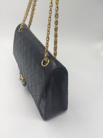 Sold - CHANEL Lambskin Double Chain Double Flap Bag black/GHW