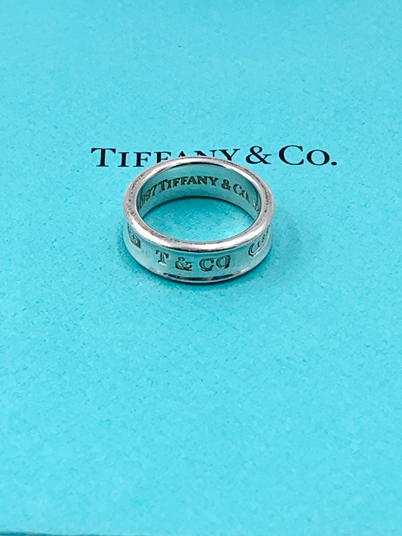 Sold-Tiffany & Co 925 Silver 1837 Medium Ring Size 7 1/4 (7.25)