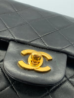 Sold-CHANEL Classic Lambskin Double Chain Double Small Flap Bag black/gold (2)