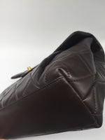 Sold-CHANEL CC Lambskin Single Flap Large Size Bag Dark Brown/matte gold hardware