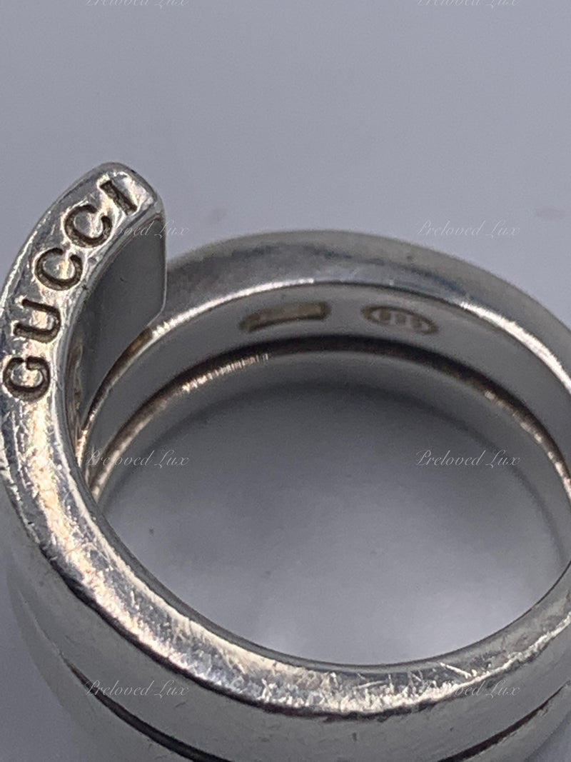 Gucci 925 Silver Logo Ring Size 5 1/4