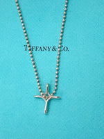 Tiffany & Co 925 Silver Elsa Peretti Medium Size Infinity Cross Pendant Necklace