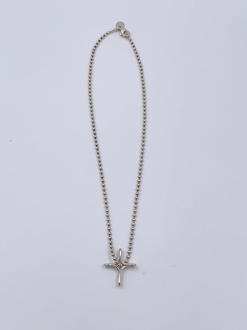Tiffany & Co 925 Silver Elsa Peretti Medium Size Infinity Cross Pendant Necklace