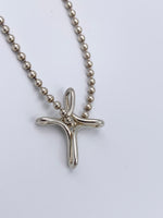 Tiffany & Co 925 Silver Elsa Peretti Medium Size Infinity Cross Pendant Necklace