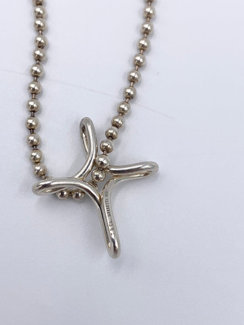 Tiffany & Co 925 Silver Elsa Peretti Medium Size Infinity Cross Pendant Necklace