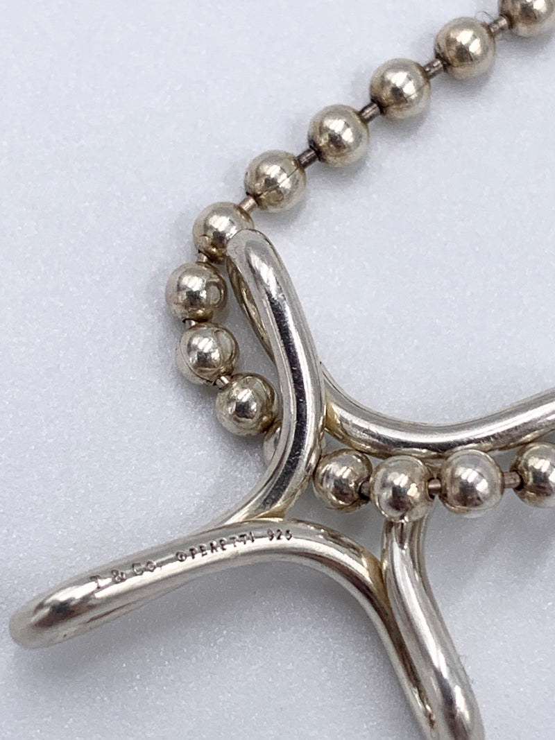 Tiffany & Co 925 Silver Elsa Peretti Medium Size Infinity Cross Pendant Necklace