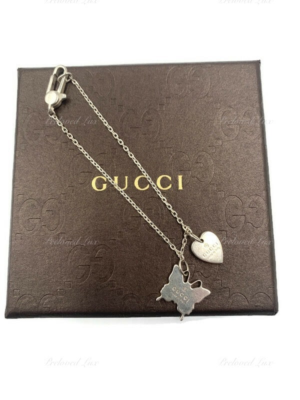 Sold-Gucci 925 Sterling Silver Butterfly & Heart Bracelet