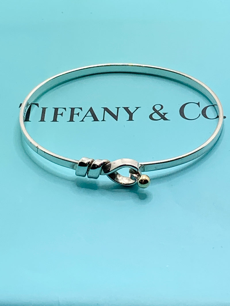 Tiffany & Co Silver 925 Silver Knot Bangle with 18K Gold Ball Bangle