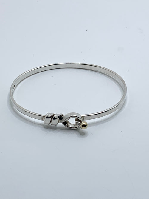 Tiffany & Co Silver 925 Silver Knot Bangle with 18K Gold Ball Bangle