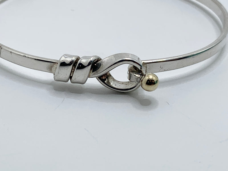 Tiffany & Co Silver 925 Silver Knot Bangle with 18K Gold Ball Bangle