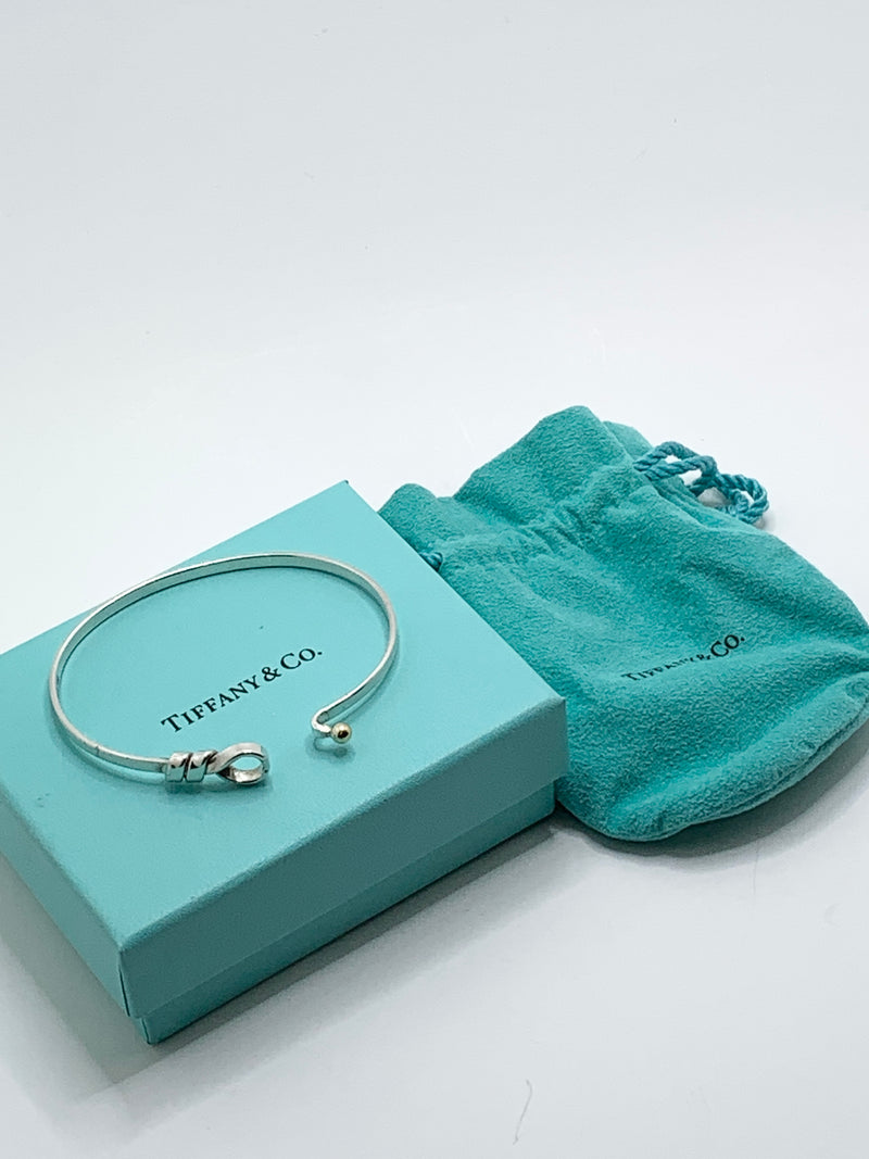 Tiffany & Co Silver 925 Silver Knot Bangle with 18K Gold Ball Bangle