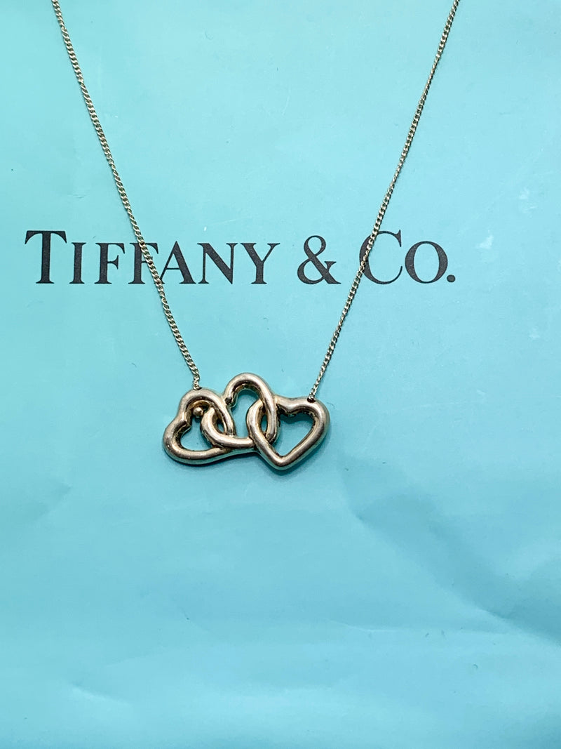 Tiffany & Co Silver 925 Triple Open Hearts Necklace - Preowned