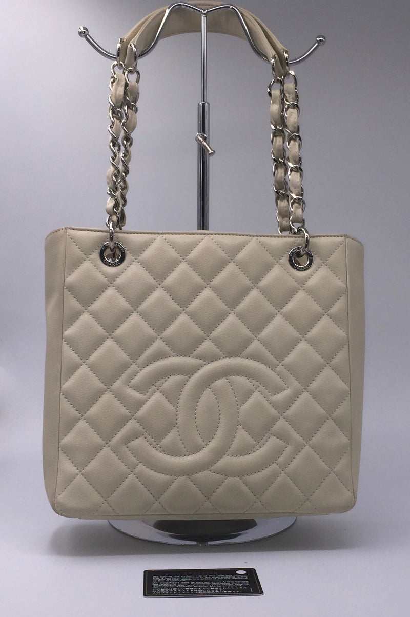 CHANEL Caviar Quilted Petite Shopping Tote Ivory PST vintage canada