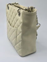 CHANEL Caviar Quilted Petite Shopping Tote Ivory PST