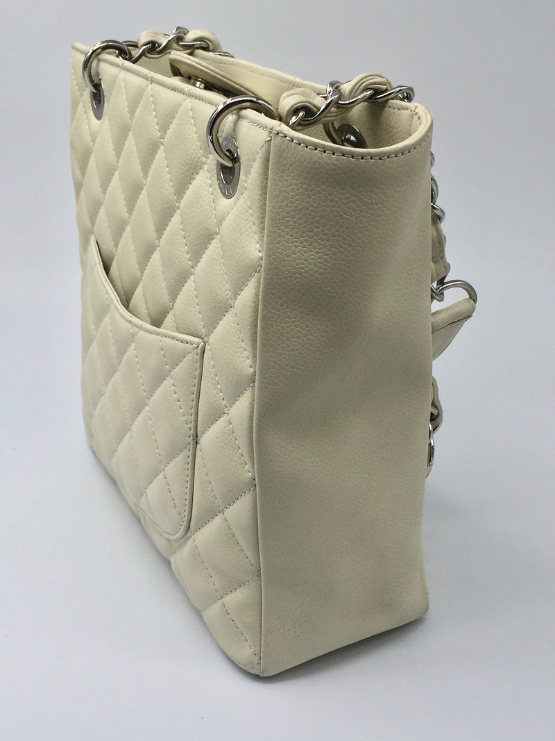 CHANEL Caviar Quilted Petite Shopping Tote Ivory PST Canada