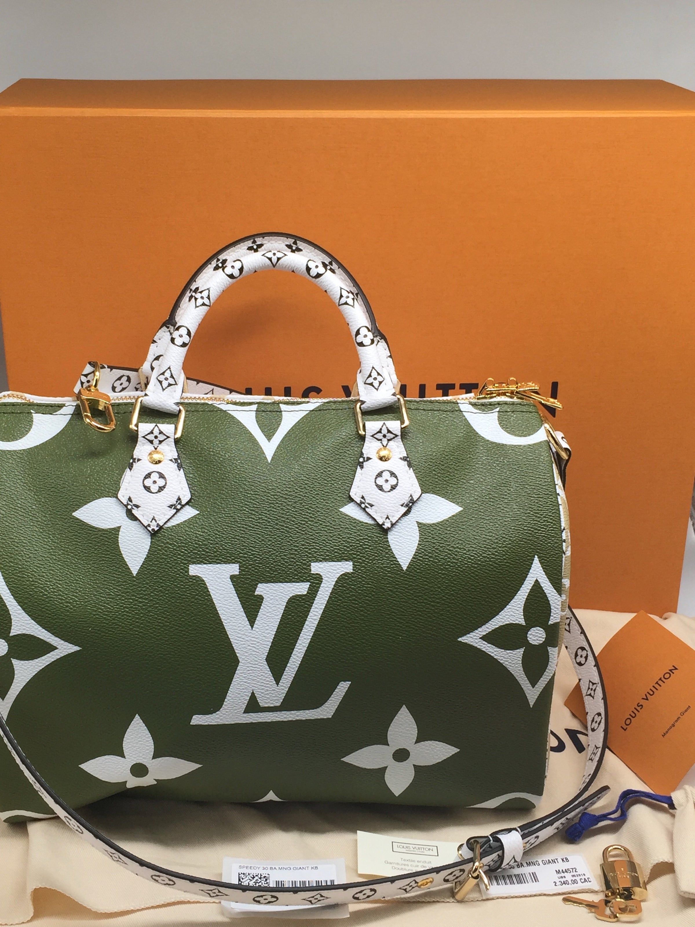 Louis Vuitton, Bags, Authentic Louis Vuitton Speedy 3 Bandouliere Giant  Monogram Khaki Greenwhite