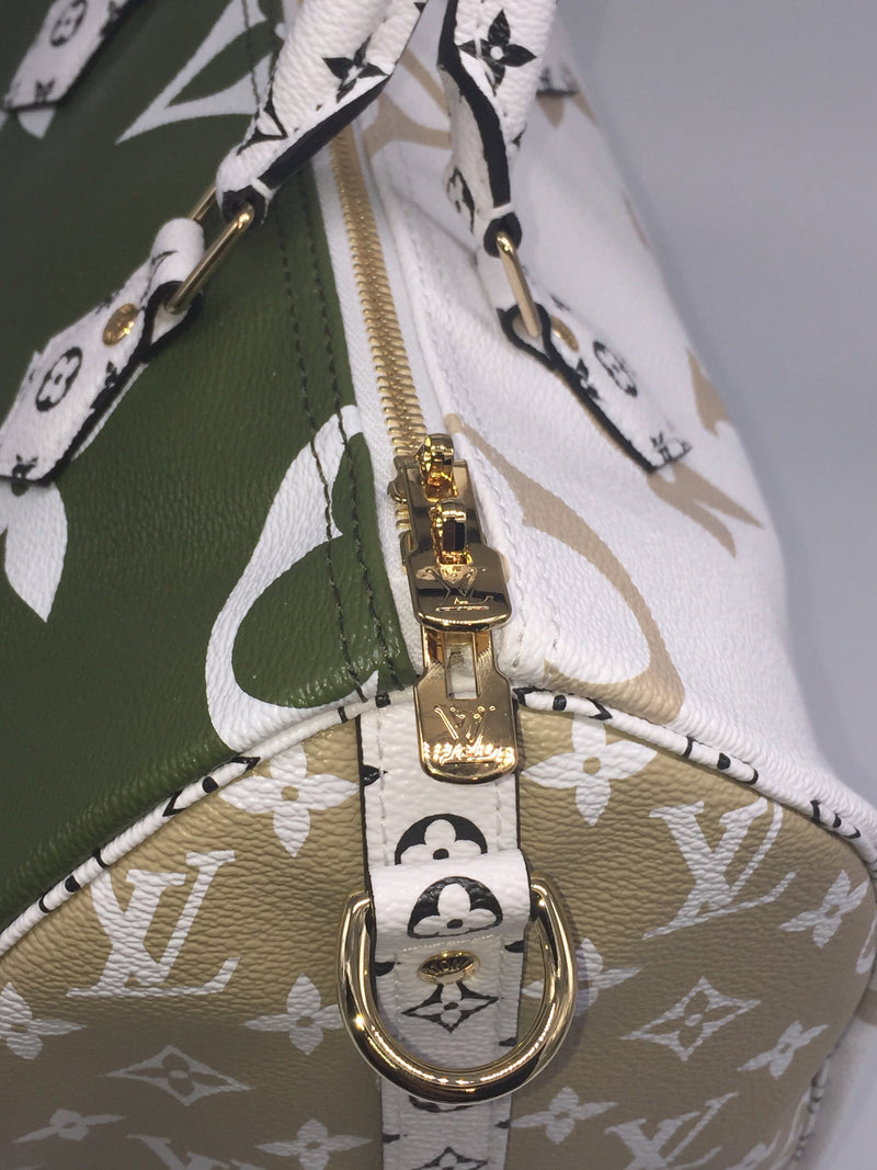 Louis Vuitton, Bags, Authentic Louis Vuitton Speedy 3 Bandouliere Giant  Monogram Khaki Greenwhite