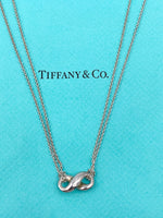 Tiffany & Co 925 Silver Infinity Pendant with Double Chain Necklace