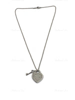 Sold-Tiffany & Co 925 Silver Return to Tiffany Heart Tag with Key Pendant Necklace