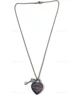 Sold-Tiffany & Co 925 Silver Return to Tiffany Heart Tag with Key Pendant Necklace