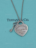 Sold-Tiffany & Co 925 Silver Return to Tiffany Heart Tag with Key Pendant Necklace