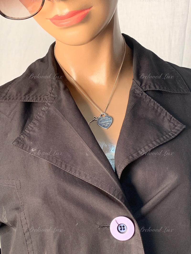 Sold-Tiffany & Co 925 Silver Return to Tiffany Heart Tag with Key Pendant Necklace