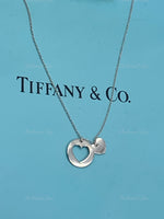 Tiffany & Co 925 Silver Heart and Circle Tag Pendant Necklace