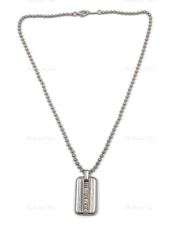 Tiffany & Co 925 Silver Atlas Tag Pendant Necklace