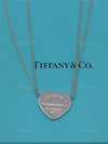 Sold-Tiffany & Co 925 Silver Return to Tiffany Heart Tag Pendant with Double Chain Necklace